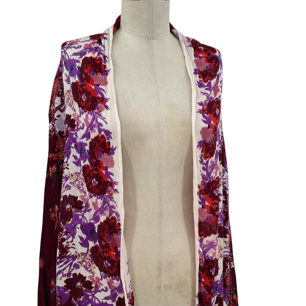 Free People Bali Wrapped In Blooms Shawl Kimono Wrap Berry Combo One‎ Size - Picture 3 of 12
